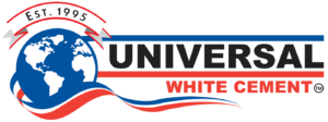 Universal WHite Cement logo with globe and waves