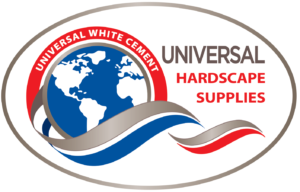 Universal Hardscape Supplies Logo with globe and waves
