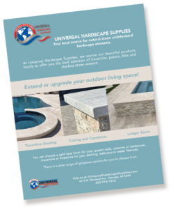 Brochure for Universal Hardscape Solutions showing differenttravertine options